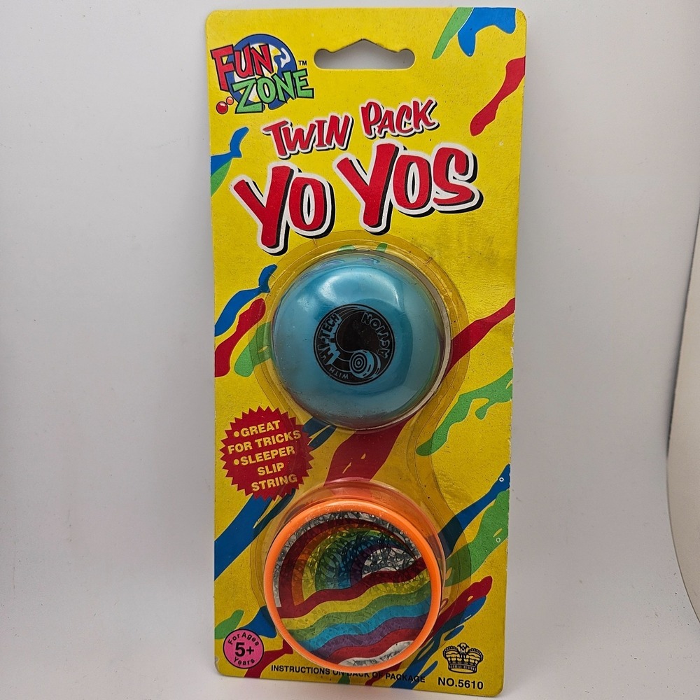 Vintage Fun Zone Twin Pack Yo-Yos No 5610 Sealed Imperial Toy Rainbow YoYo NOS